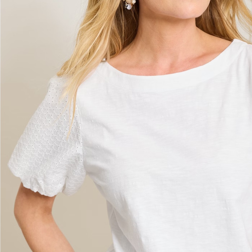 Tommy Bahama Eyelet Puff Sleeve Tee